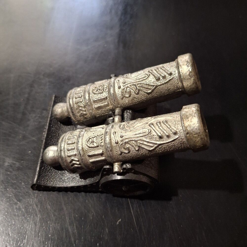 Vintage Plastic Cannons Salt and Pepper Shaker w Holder Hong Kong